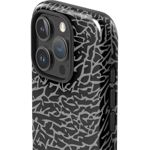 Elephant Print Black iPhone 16 Pro Impact Case